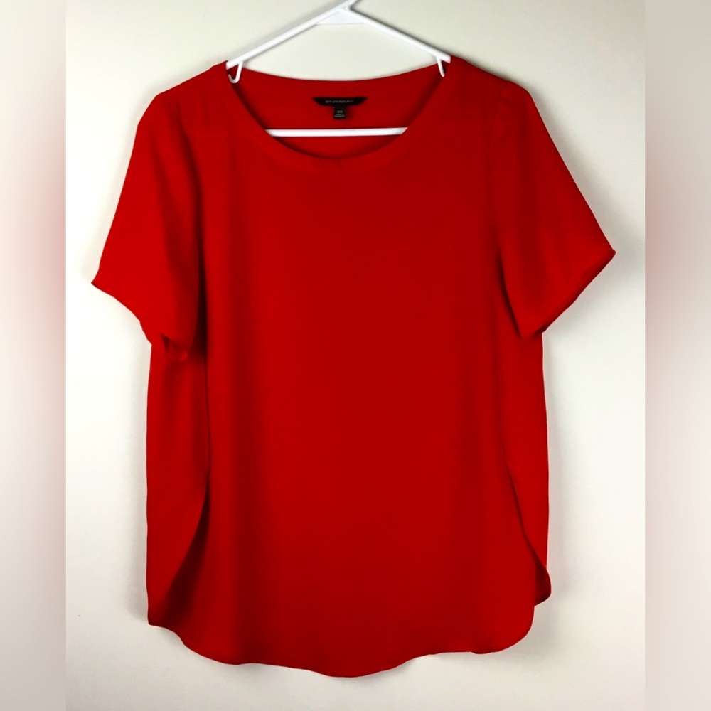 Banana Republic Red Relaxed Fit Blouse Size XS Bright Red